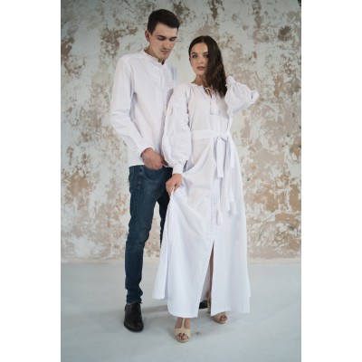 Embroidered Man&Woman Set "Fantasy" white